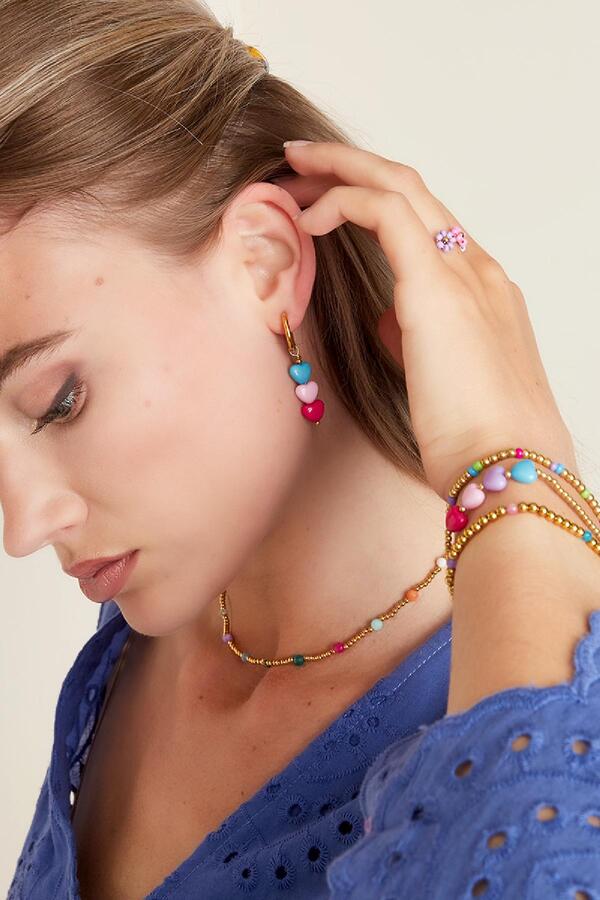 Pendientes corazones de colores - colección #summergirls Rosado Acero inoxidable